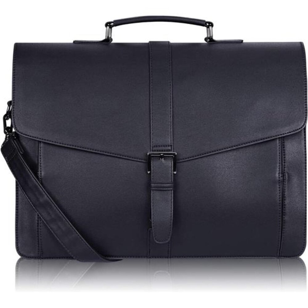 Men's Leather Briefcase 15.6Inch Laptop Messenger Bag for Business/Travel/Office